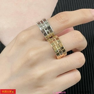 桃園出貨🔥 s925純銀 寬版方格帶鑽【細節放大給你看】 無鑽戒指💍 熱賣‼️高奢🔥侈品