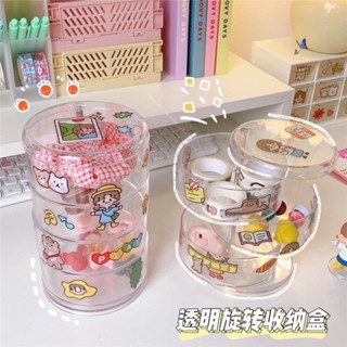 蝦皮優選ins透明多層旋轉發飾收納盒化妝品首飾桌面收納盒防塵飾品收納置物架