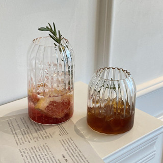 【新品推薦】高顏值簡約高硼矽豎條紋玻璃冷飲杯水杯 餐廳果汁ins風咖啡單層杯