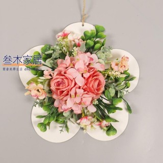 新款 【絹花製作】仿真花掛飾陽光玫瑰花朵木牌掛件商場佈置墻掛室內櫥窗裝飾花卉 三木家居