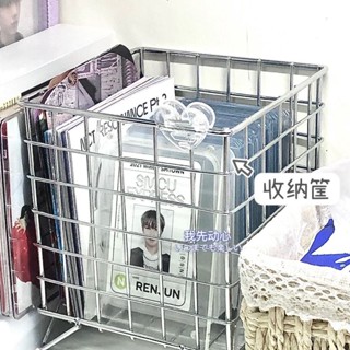 🔥新品上新🔥ins風桌麵鐵藝收納筐便簽手帳整理學生置物架宿捨辦公雜物收納盒