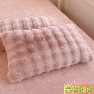 臺灣發貨 新款長毛小泡泡絨拉鏈-舒適透氣保暖北歐簡約牛奶絨枕套 加厚 絨布床包 床包枕套 加厚