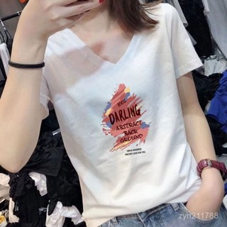 臺灣出貨 純棉短袖 V領短袖 T恤女 夏季短袖 寬鬆上衣 上衣女 短袖 t恤 大尺碼上衣 大碼女裝 女裝短袖 V領上衣