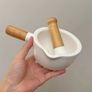✨ 陶瓷蒜臼子搗蒜器家用小型手動研磨打蒜泥神器石臼壓蒜搗碎罐擂缽