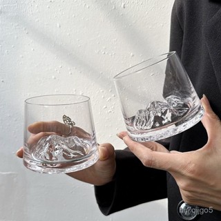 觀山玻璃杯 中古冰山杯 富士山杯 創意個性杯子 高顔值玻璃杯 家用茶杯 威士忌酒杯 洋酒杯 咖啡杯 冰美式咖啡杯 情侶杯