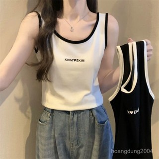 夏季大碼吊帶背心 莫代爾背心 刺綉字母背心 寬鬆顯瘦內搭 打底衫 無袖上衣 內搭背心 女生背心 無袖背心
