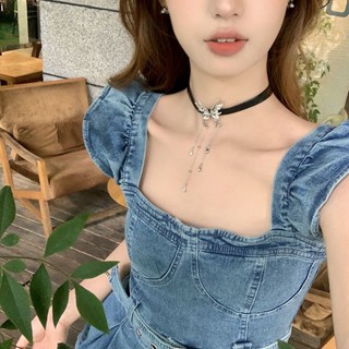【辣妹天菜】液態金屬蝴蝶流蘇choker頸鏈鎖骨鏈女款脖子配飾項鏈Fashion SHOP