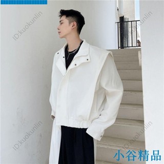 ✨紐智精品✨最新熱銷2022秋季新款夾克男士春秋潮ins潮牌設計感墊肩立領寬鬆短版外套ABAB