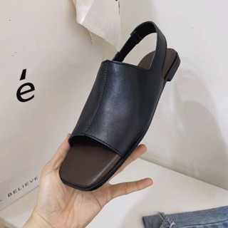 【免運】女鞋專區超軟真皮韓國進口東大門極簡冷淡風露趾涼鞋女夏季百搭平底羅馬鞋