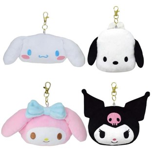 【現貨】小禮堂 Sanrio 三麗鷗 絨毛大臉造型伸縮票卡包 (大臉款) 美樂蒂 酷洛米 大耳狗 帕恰狗
