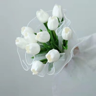 白色鬱金香手捧花 新娘結婚領證拍照模擬花束 韓式婚禮影樓攝影道具假花【琳黛】【琳黛】