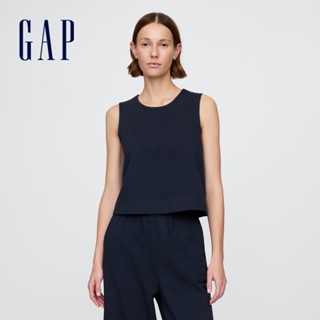 Gap 女裝 純棉短版圓領針織背心-海軍藍(741726)