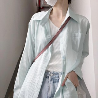 小個子薄款防曬襯衫女 上衣 襯衫 襯衣 開衫 外套 春夏季新款襯衣開衫外套小個子法式高階感外搭上衣 韓版女裝 春夏秋女裝