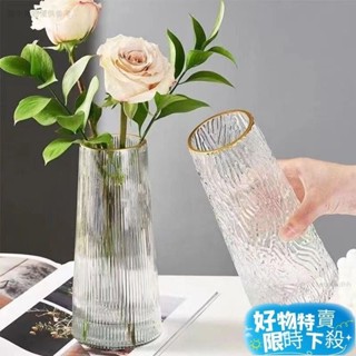 💗臺灣熱賣💗簡約透明玻璃花瓶桌麵插花水養幹花鮮花花瓶ins風高顔值客廳擺件hhfoof