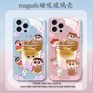 蠟筆小新 情侶蘋果手機殼 磁吸充電 iPhone16promax 15plus 14pro 13 12 11 防摔保護殼