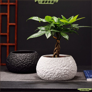 創意花盆 簡約花盆 陽臺花盆 花盆 盆栽 盆栽容器 小花盆 創意陶瓷石頭綠蘿髮財樹文竹多肉花盆花卉植物室內微景觀盆栽擺件