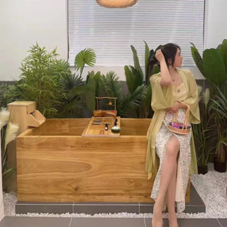 《可貨到付款》免運 酒店橡木泡澡木桶浴桶洗澡沐浴盆美容會所泡澡桶木質成人 浴缸