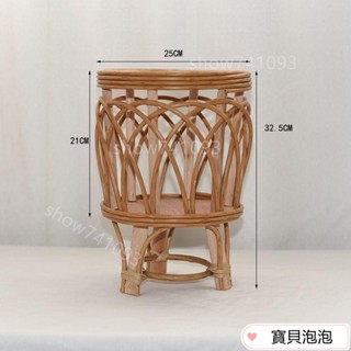 5熱促新品#ins北歐藤編草編花籃木質花架落地式 室內客廳陽臺裝飾 綠植花盆 花盆裝飾 花盆花架 藤編置物架