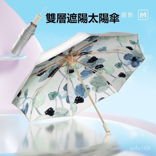 可開發票雙層遮陽太陽傘鈦銀防曬傘UPF50防紫外綫晴雨兩用 遮陽傘 折疊傘 陽傘 折疊傘 戶外遮陽傘 折疊雨傘 輕量傘