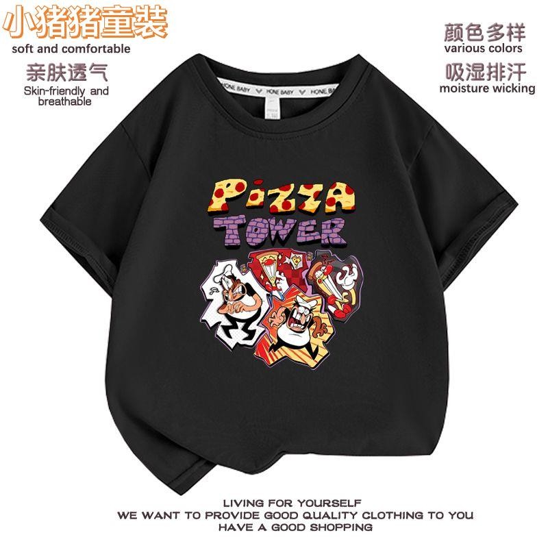 💎【2025新款】親子裝 兒童短袖T恤 披薩塔游戲 pizza Tower寶寶短袖T恤夏裝卡通圓領兒童打底衫8