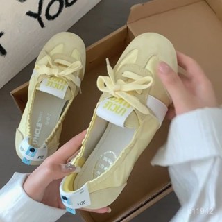 【臺灣出貨】複古芭蕾運動鞋女平底2025夏季新款係帶透氣一腳蹬時尚德訓鞋單鞋