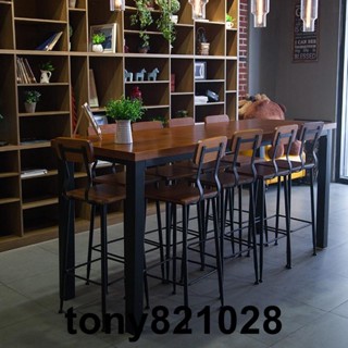 鐵藝實木吧臺桌咖啡茶餐廳高腳桌家用長條小吃店靠墻酒吧桌椅組合 怡柔家居