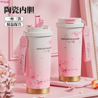 XiXi不鏽鋼保溫瓶 陶瓷內膽保溫瓶 保溫咖啡杯 陶瓷保溫瓶保溫杯 陶瓷咖啡杯 咖啡隨行杯 手提車用便攜隨行隨身好看保