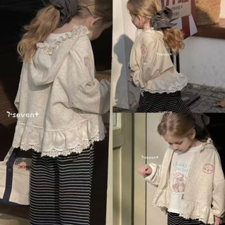 💕洋洋兒童店💕 女童春秋外套 兒童外套 【清新可愛】女童中小童外套春季新款韓版長袖洋氣可愛連帽上衣紋直筒褲秋季 女童外套