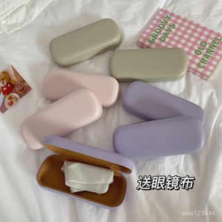 🌟全臺灣最低價🌟ins奶油紫色眼鏡盒韓版pu眼鏡收納盒加厚抗壓簡約便攜男女墨鏡盒