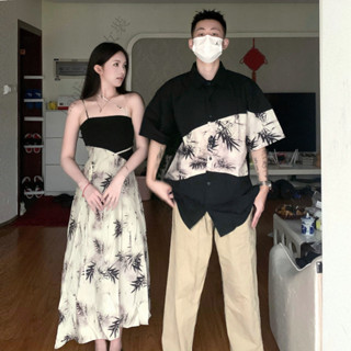 LanFa時尚女裝/情侶裝 女生上衣 女裝短袖 夏季短袖 情侶短袖 風情侶裝夏裝復古民國短袖襯衫女別緻旗袍連衣裙ins潮