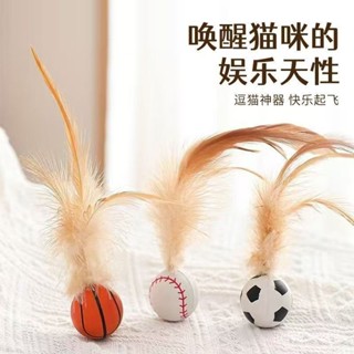 桃園出貨🔥【30天熱銷3194件】貓咪逗貓棒羽毛趣味自嗨彈力球運動解悶神器消耗體力貓咪自嗨玩具 SZME