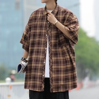 M-8XL 日係大尺碼襯衫男 oversize 休閒寬鬆五分袖上衣 夏季襯衫 男生短袖襯衫 男裝加大