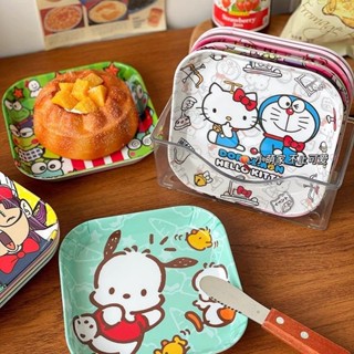 吐骨碟 零食盤 點心盤 密胺食品級餐具零食盤卡通可愛水果盤美耐皿蛋糕四方骨碟子 食物盤 瓜子盤