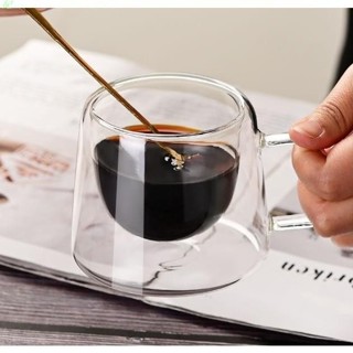 耐高溫加厚雙層咖啡杯家用隔熱水杯茶杯透明耐熱玻璃杯把手牛奶杯