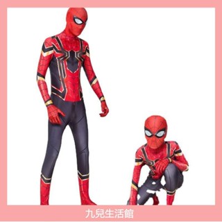 兒童角色扮演服裝 蜘蛛人衣服 蜘蛛人連體衣 萬聖節親子裝 cos動漫服裝 鋼鐵蜘蛛俠 3D立體眼睛印花全包緊身衣演出服裝