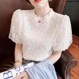 蕾絲上衣💢 【4232人收藏】蕾絲上衣女洋氣2024新款寬松大碼女裝雪紡小衫減齡短袖網紗打底衫