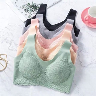 ❤伍壹優選❤新款泰國乳膠4.0集中爆乳內衣女無鋼圈瑜伽運動蕾絲美背睡眠內衣 少女/學生 刺繡 乳膠內衣