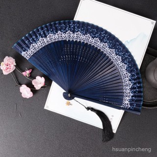 臺灣出貨 免運 扇子 中國風女士兒童摺扇複古典跳舞扇子流蘇絲綢古風漢服旂袍折疊鏈衡 1LG7
