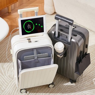 🚀廠家直銷+免運 前開款行李箱 拉桿箱 登機箱 行李箱 20寸新款登機 多功能充電 密碼箱 學生旅行皮箱子男