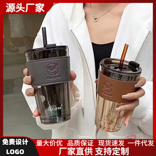 【全網最低價 免運】高顔值小鹿杯ins風玻璃水杯伴手禮品杯子竹節杯咖啡飲料吸管杯子 咖啡拉花杯 咖啡杯 拉花杯