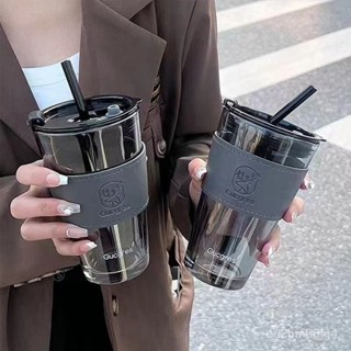 嚴選好物🎆小鹿玻璃杯ins高顔值輕奢吸管杯便攜學生女情侶大容量杯子咖啡杯玻璃杯 吸管杯子 咖啡杯 QLUX