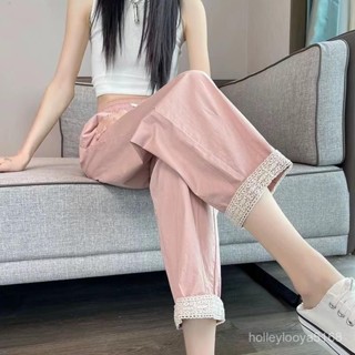 JOJO時尚女裝店⭐ 臺灣出貨【4914人收藏】粉色 速幹老爹褲 女夏季薄款2025新款運動褲休閒直筒 冰絲蘿蔔哈倫褲