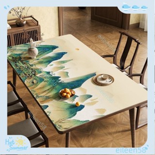 【臺灣出貨+發票】中式山水防水防油餐桌墊防燙免洗茶几桌布辦公寫字檯保護墊（賣場精選）