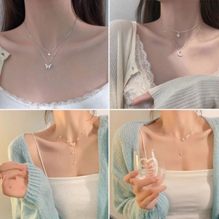 ✨繁花✨日系極簡輕奢項鍊 女士小眾設計 氣質百搭 韓版INS風 不褪色銀蝴蝶結鎖骨鏈 時尚優雅配飾