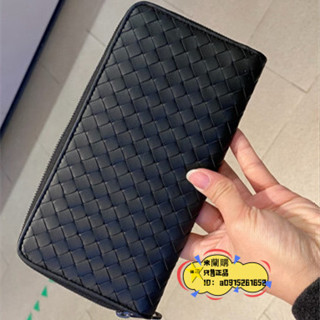 BOTTEGA VENETA 寶緹嘉 BV黑色 114076 編織男士拉鏈長夾 錢包 手拿包二手