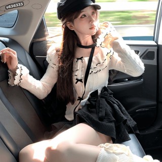 洋氣時尚洋裝可愛米芝婭2025年韆金純慾風顯瘦高腰蕾絲長袖上衣蓬蓬短裙兩件套網紅春季新款s636333