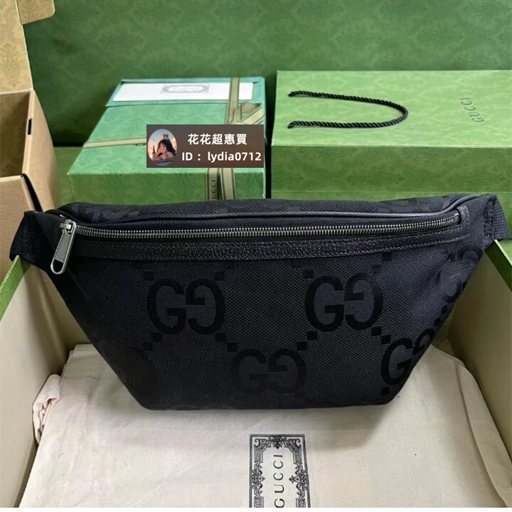 精品現貨 GUCCI 古馳 696031 雙G 腰包 胸包 斜背 新款 拉鏈開合 黑色 男款
