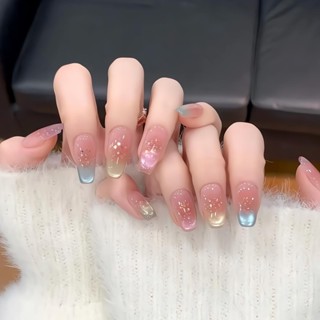 桃野の美甲屋 繽紛少女丨純手工ins七彩玻璃珠貓眼美甲穿戴甲顯白高級夏日爆閃