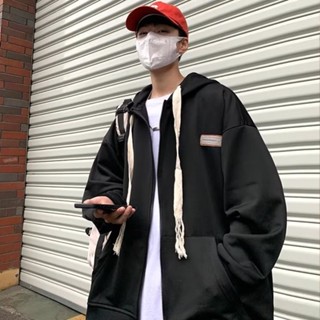 【XIU】🍒開衫衛衣潮牌男秋季oversize小眾高街連帽外套男ins美式秋款衣服加絨 情侶裝
