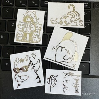 小紅書推薦 【店鋪熱銷】動物卡通女孩小貓金屬個性裝飾貼紙防水手機電腦筆記本耳機金屬貼